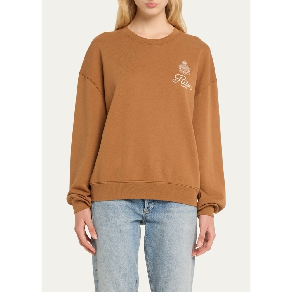 FRAME x Ritz Paris Breakfast In Bed Oversized Sweatshirt XL Camel Brown Collab